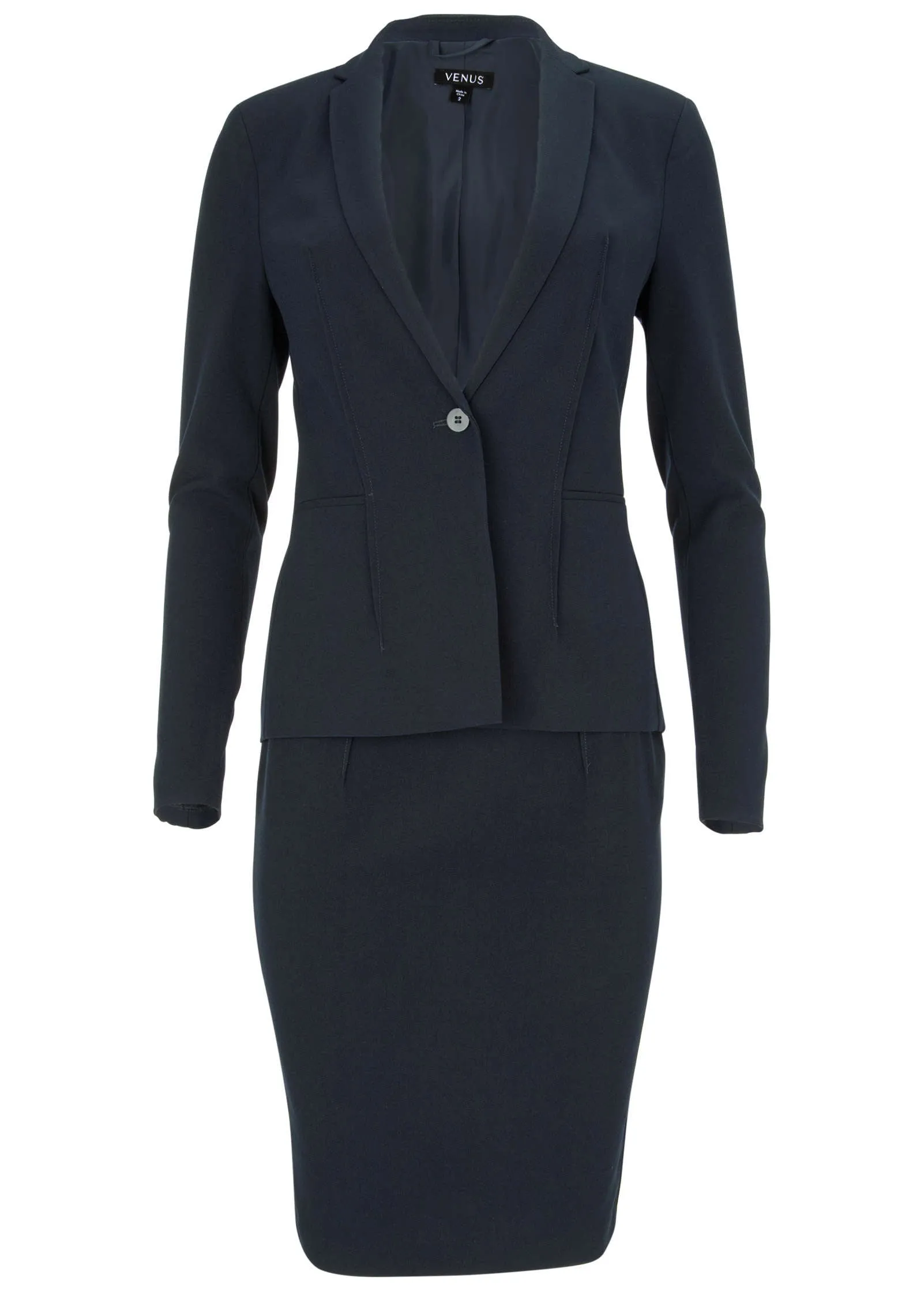 Pencil Skirt Suit Set - Navy