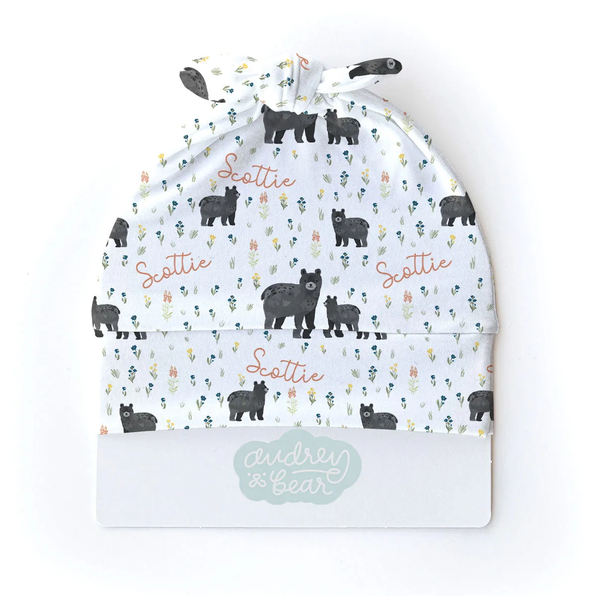 Personalized  Swaddle & Hat Set | Baby Bear Meadow