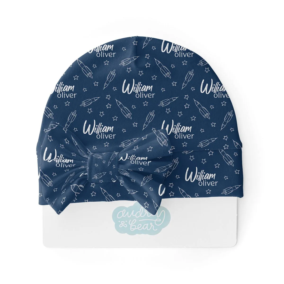 Personalized  Swaddle & Hat Set | Blast Off