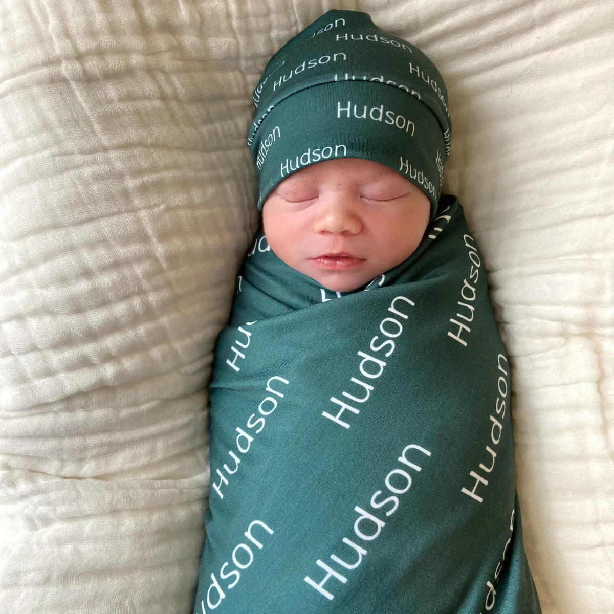 Personalized  Swaddle & Hat Set | Farmhouse Crisscross