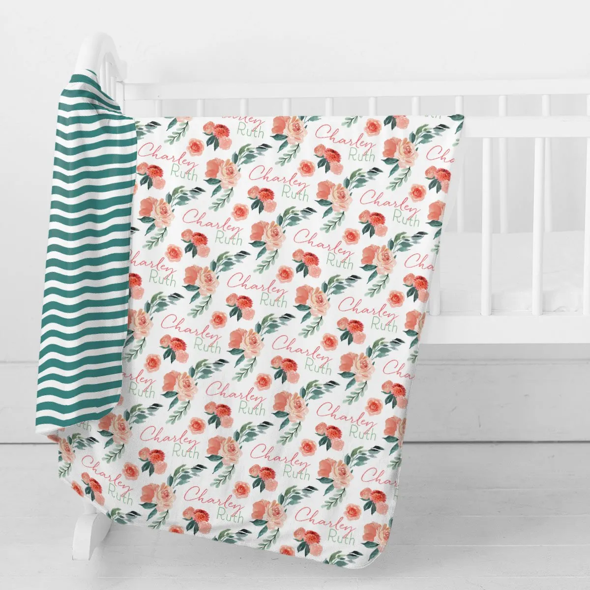 Personalized  Swaddle & Hat Set | Sweet Blooms