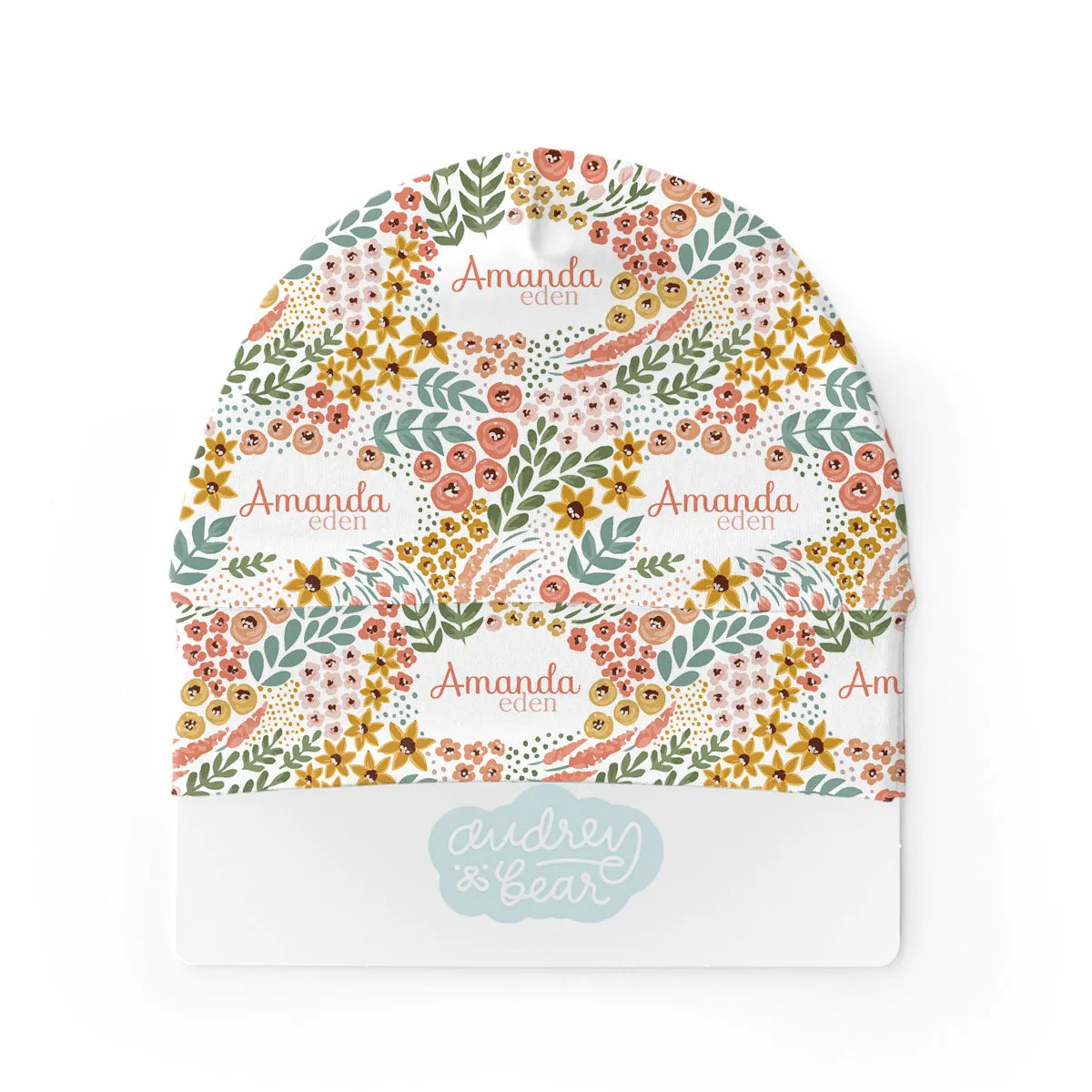 Personalized  Swaddle & Hat Set | Whimsy Floral