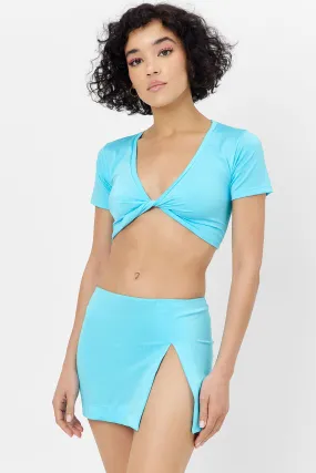 Petite Shine Mini Skirt - Aquamarine