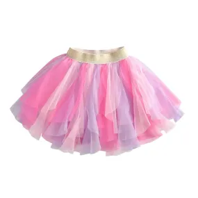 Pink Multi Feathered Tulle Skirt 3T-8T