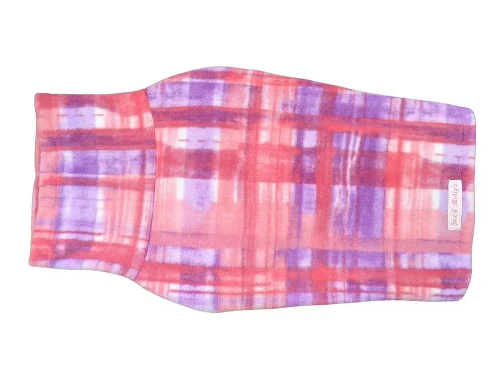 Pink Purple Watercolor Plaid Dog Sweater