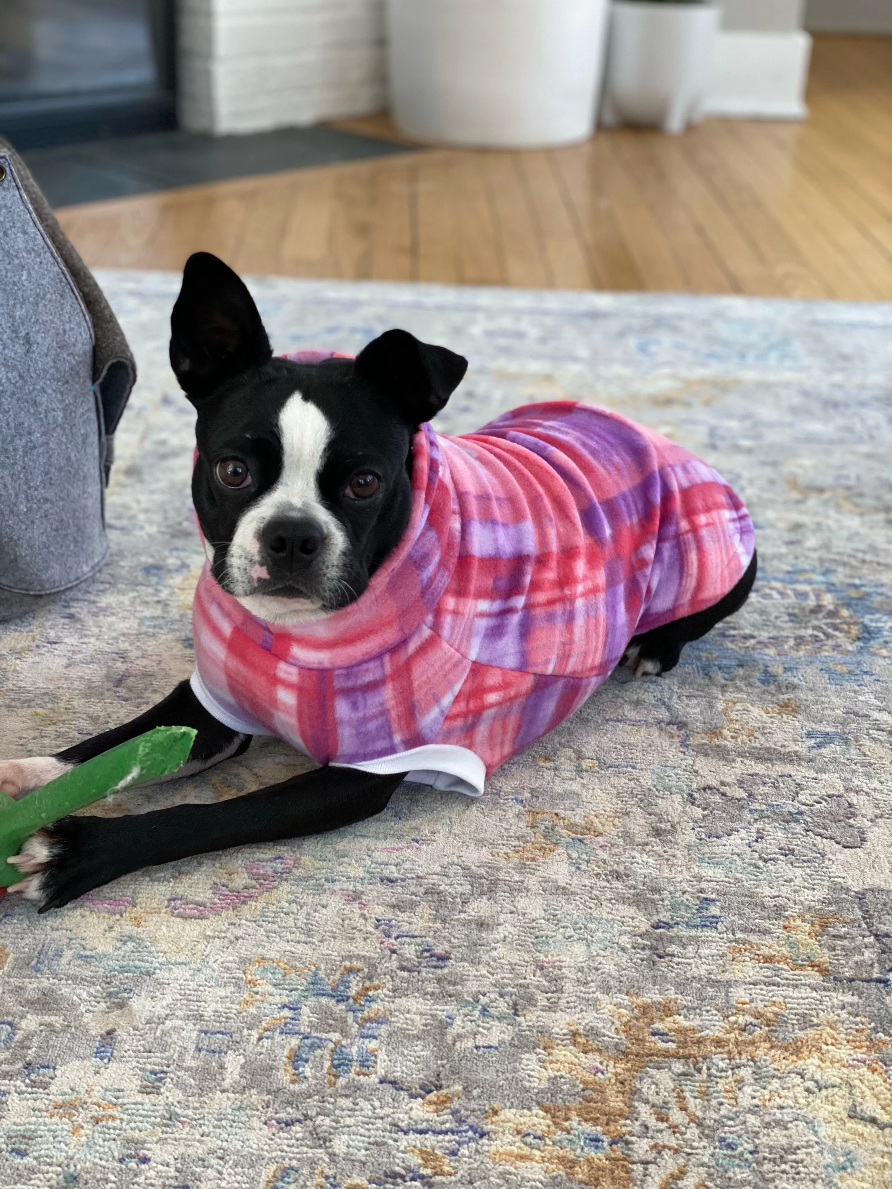 Pink Purple Watercolor Plaid Dog Sweater