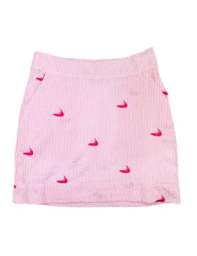 Pink Seersucker Women's Skirt with Pink Embroidered Nantuckets