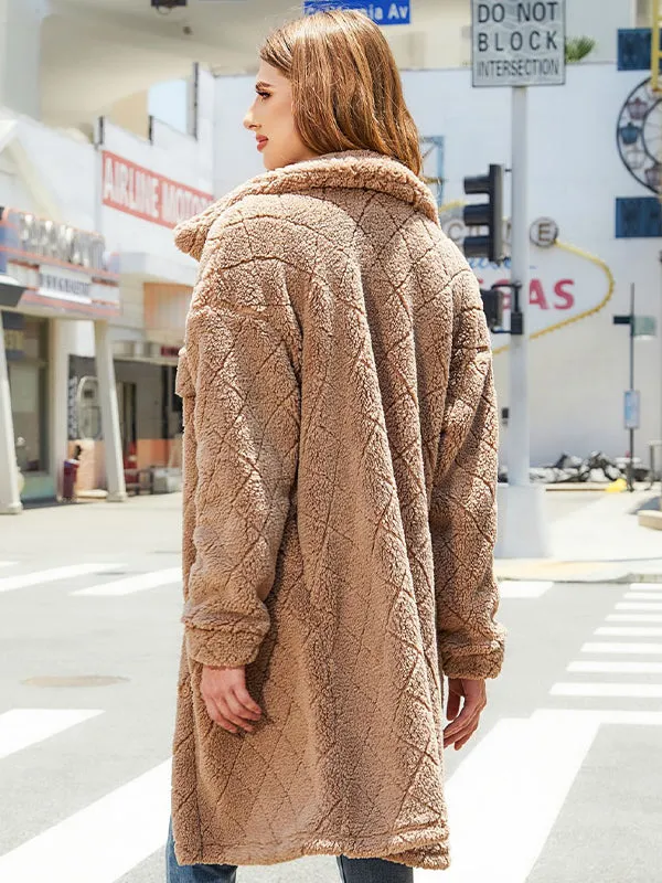 Plush Single-Breasted Diamond Loose Coat