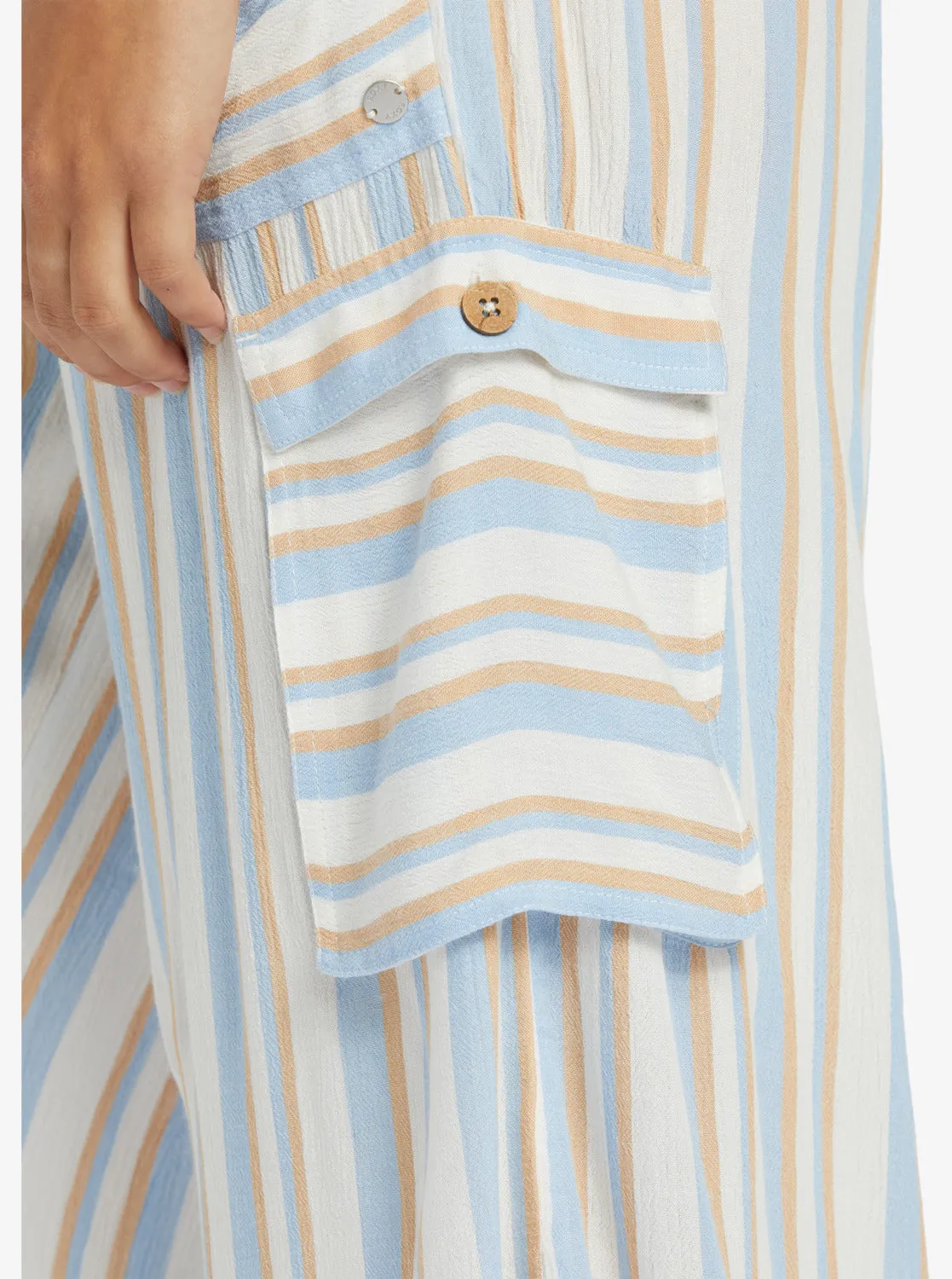 Precious High Waist Cargo Pants - Egret Small Silk Caye Stripe