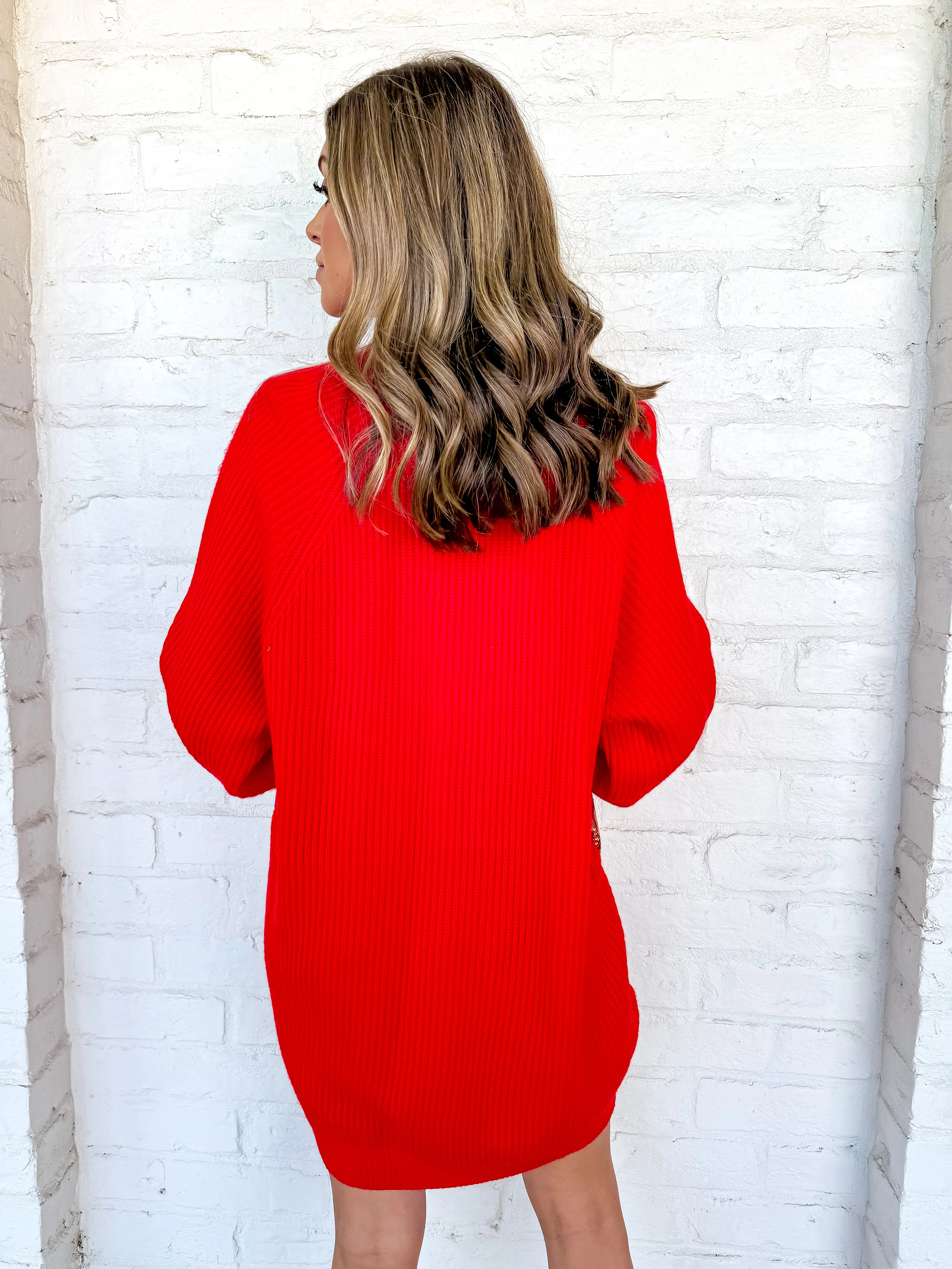 Queen Of Sparkles Red Gingerbread Cardigan Dress