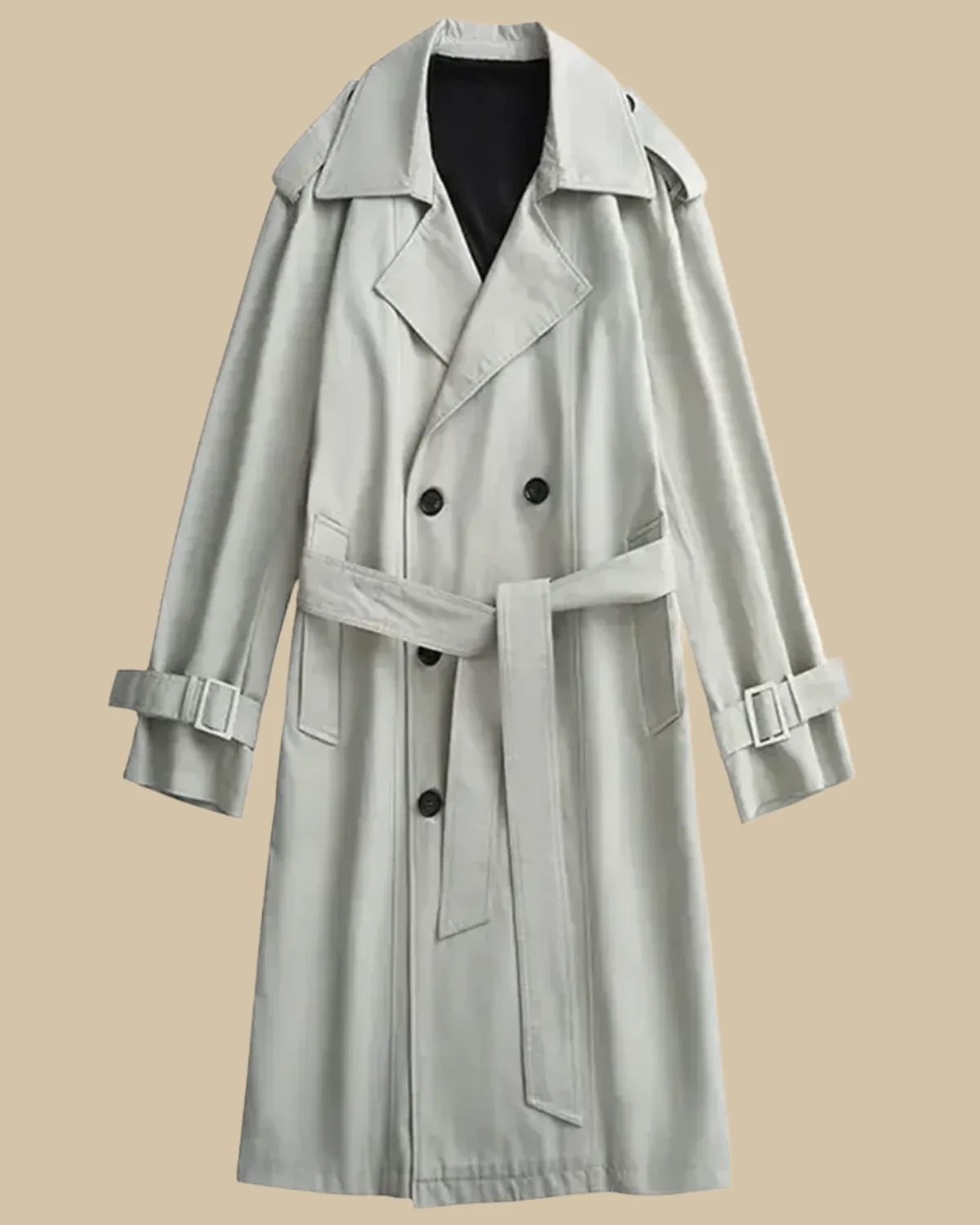 Recycled Classic Men Double Breasted Long Trench Coat