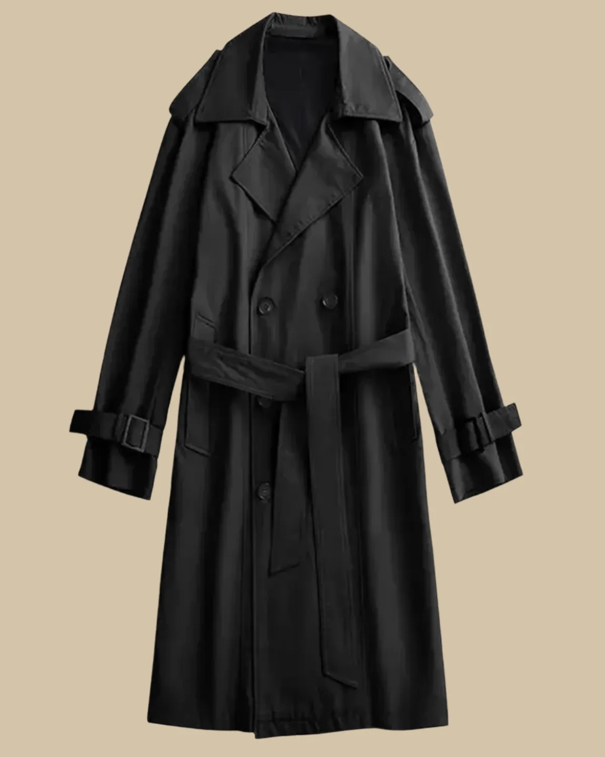 Recycled Classic Men Double Breasted Long Trench Coat