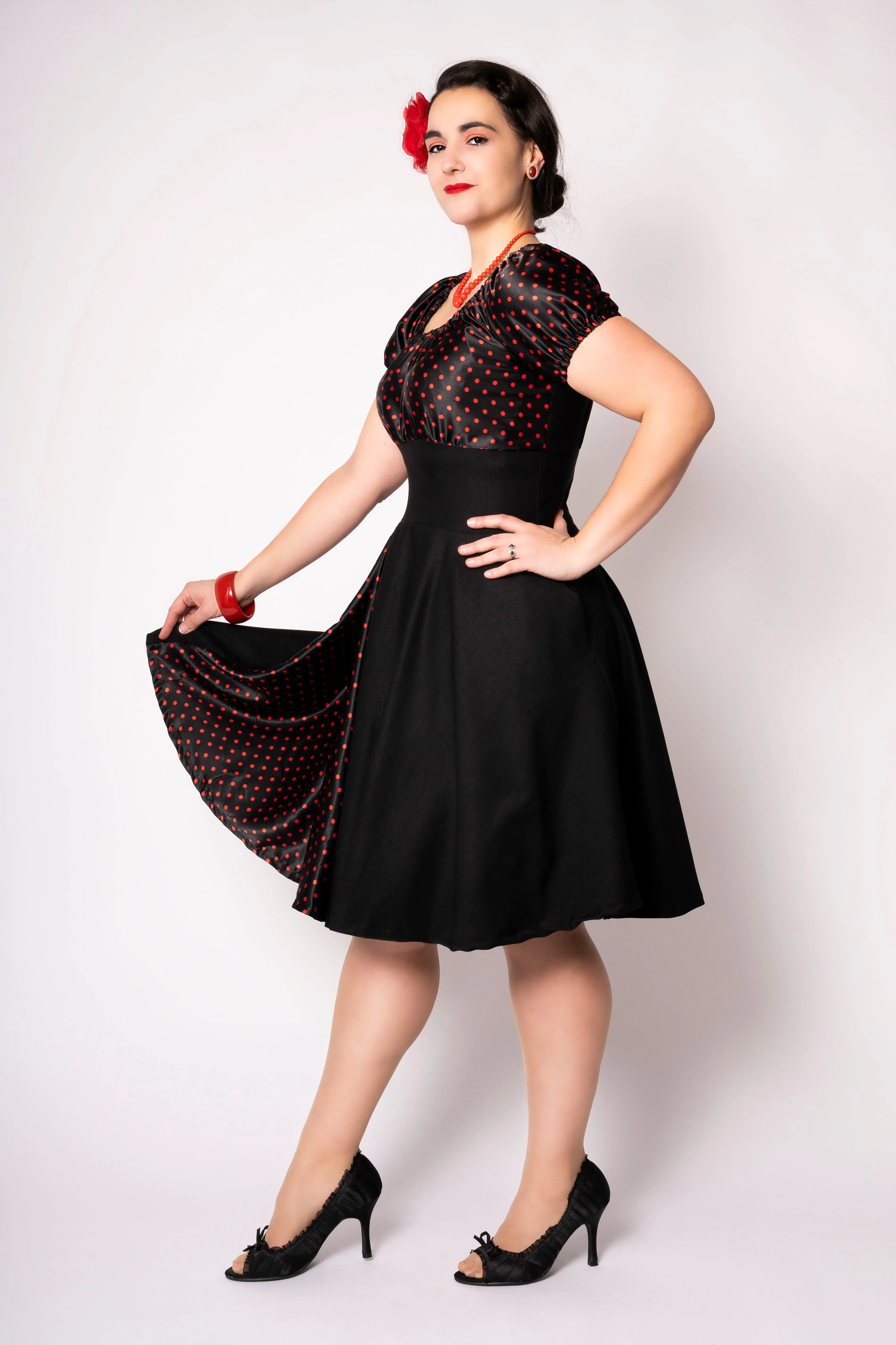 Romie dress - black/red polka dots