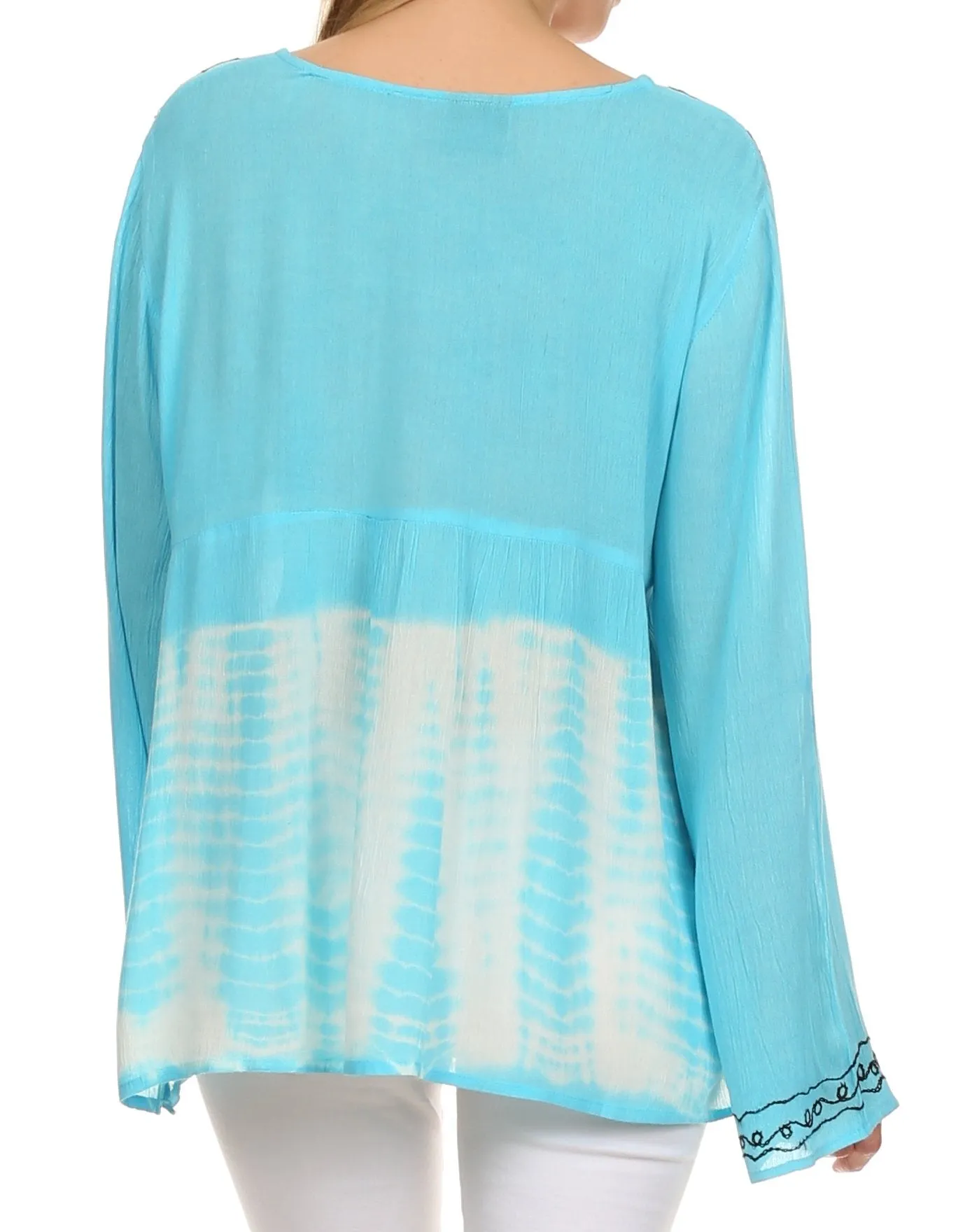 Sakkas Carla Tie Dye Embroidered Tunic Top / Blouse