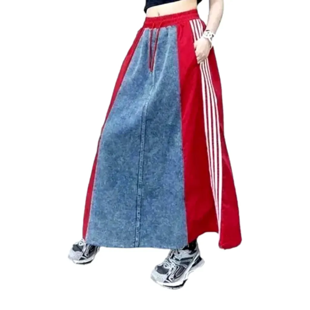 Side-bands women's jeans skirt