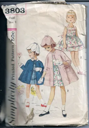 Simplicity 3803 Vintage Sewing Pattern 1960s Little Girls Play Dress Coat