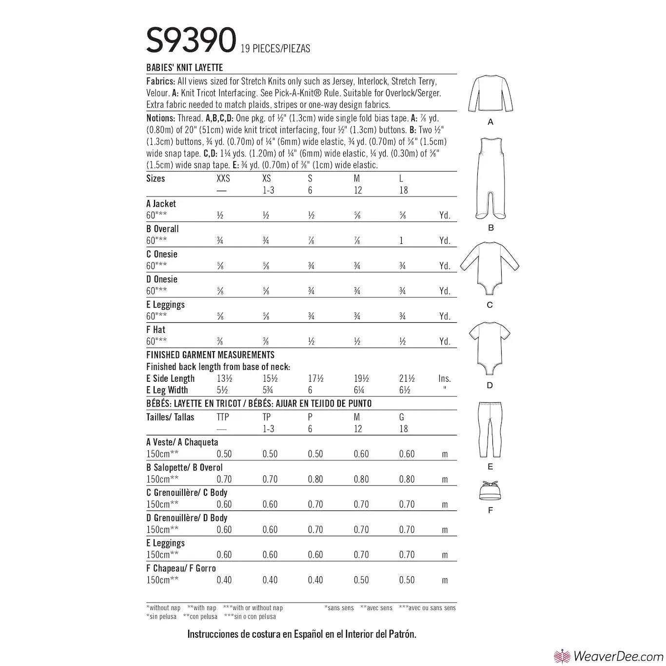 Simplicity Pattern S9390 Babies' Knit Layette