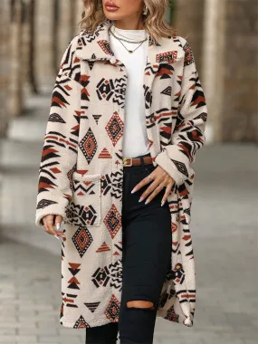 Single Breasted Ethnic Style Plush Coat