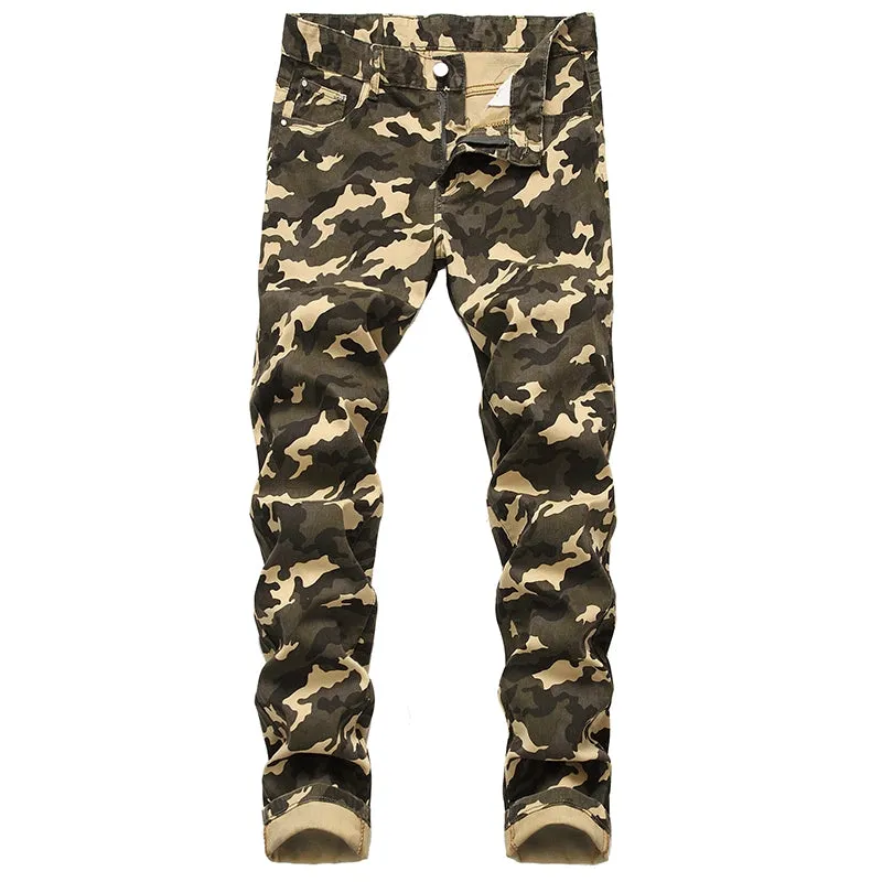 Slim-Fit Stretch Urban Casual Camouflage Chinos