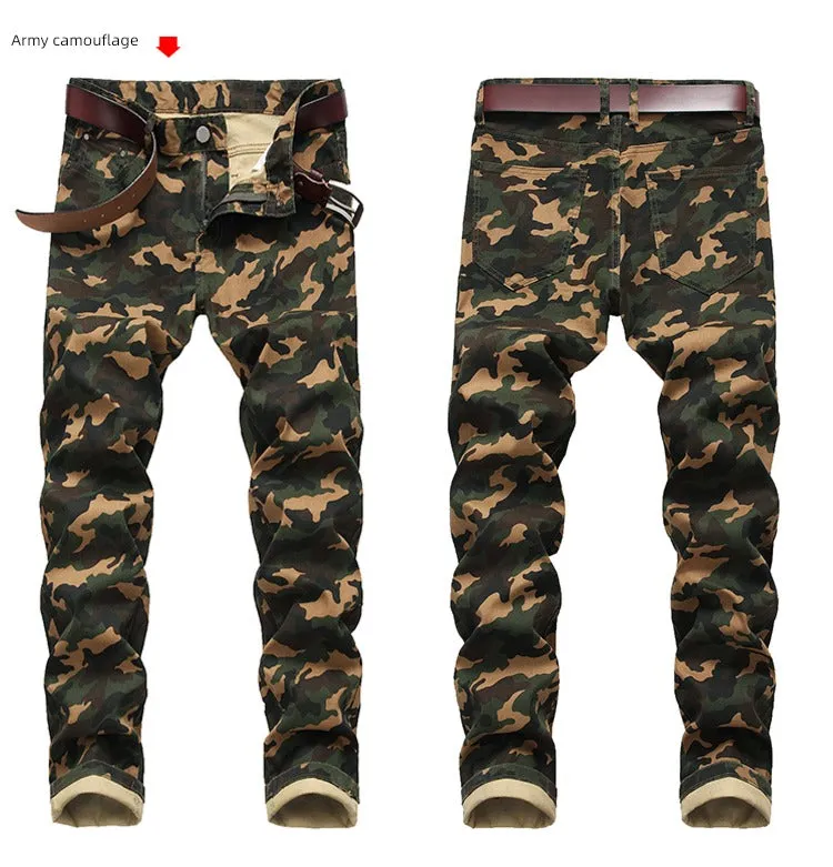 Slim-Fit Stretch Urban Casual Camouflage Chinos