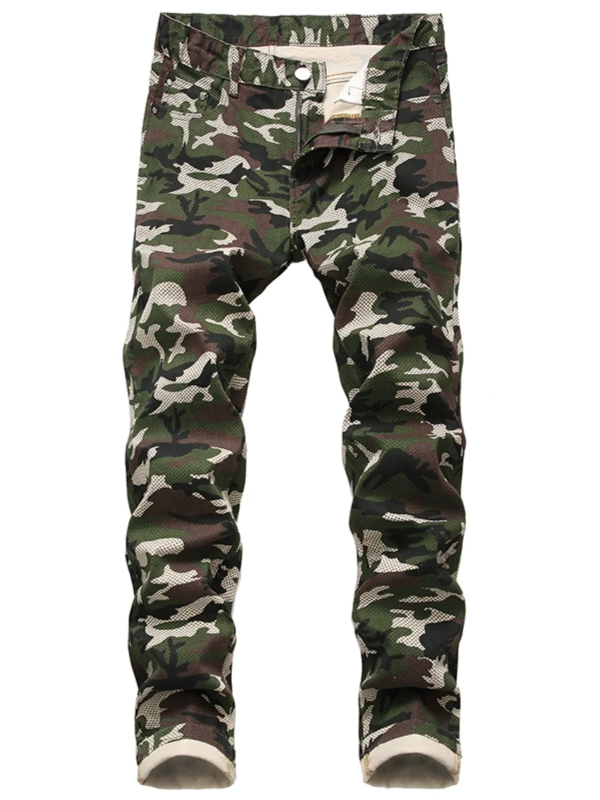 Slim-Fit Stretch Urban Casual Camouflage Chinos