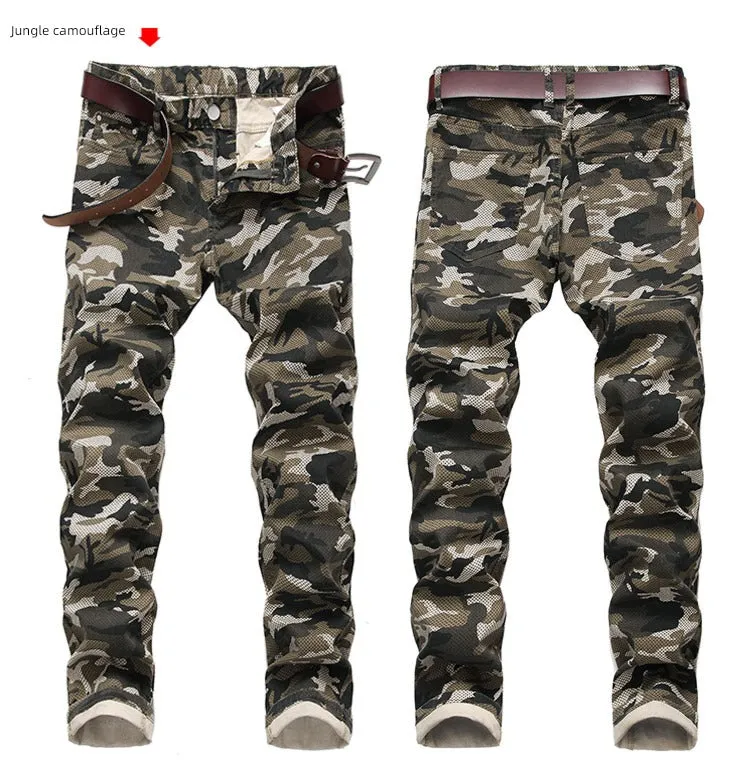 Slim-Fit Stretch Urban Casual Camouflage Chinos