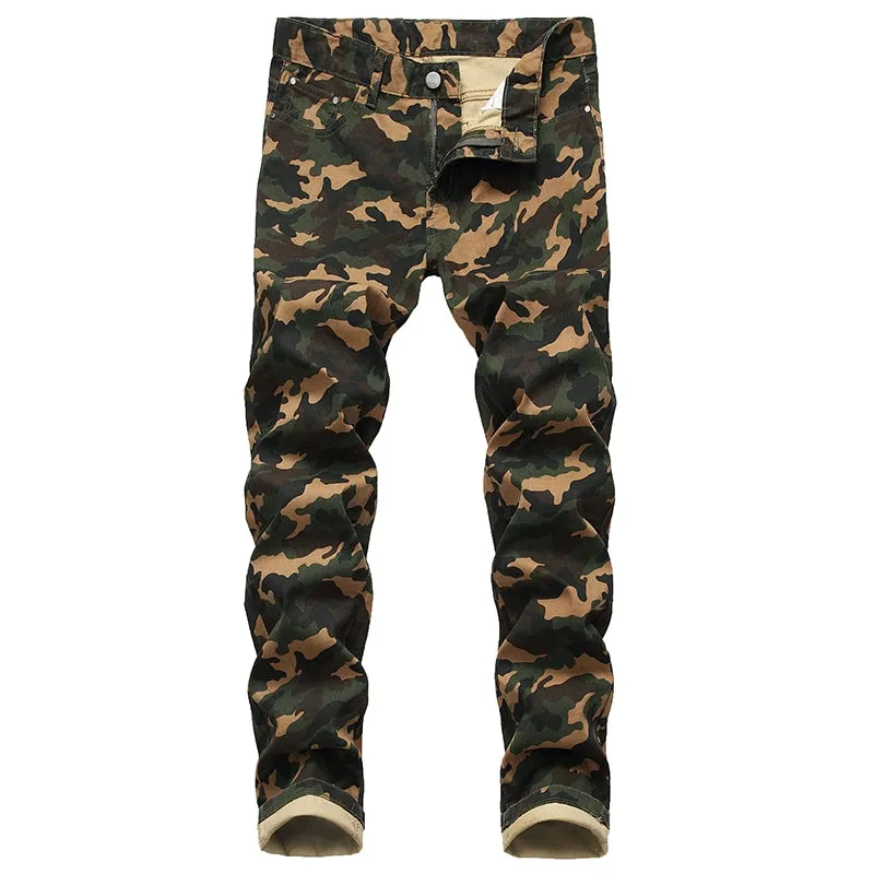 Slim-Fit Stretch Urban Casual Camouflage Chinos