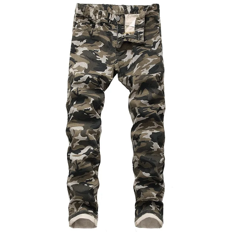 Slim-Fit Stretch Urban Casual Camouflage Chinos