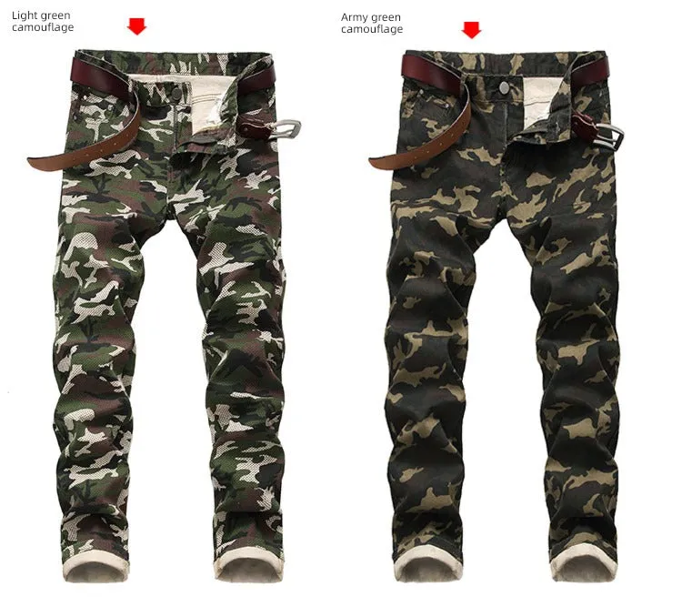 Slim-Fit Stretch Urban Casual Camouflage Chinos