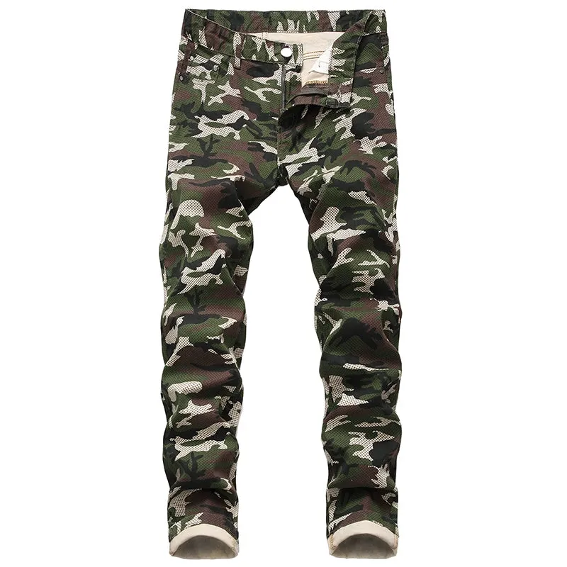 Slim-Fit Stretch Urban Casual Camouflage Chinos