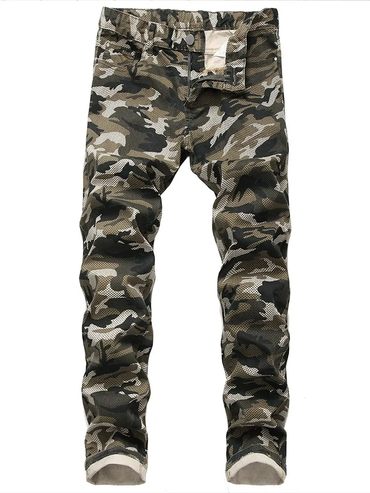 Slim-Fit Stretch Urban Casual Camouflage Chinos