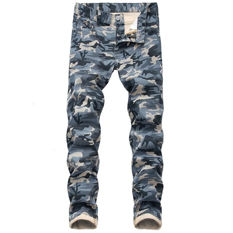 Slim-Fit Stretch Urban Casual Camouflage Chinos