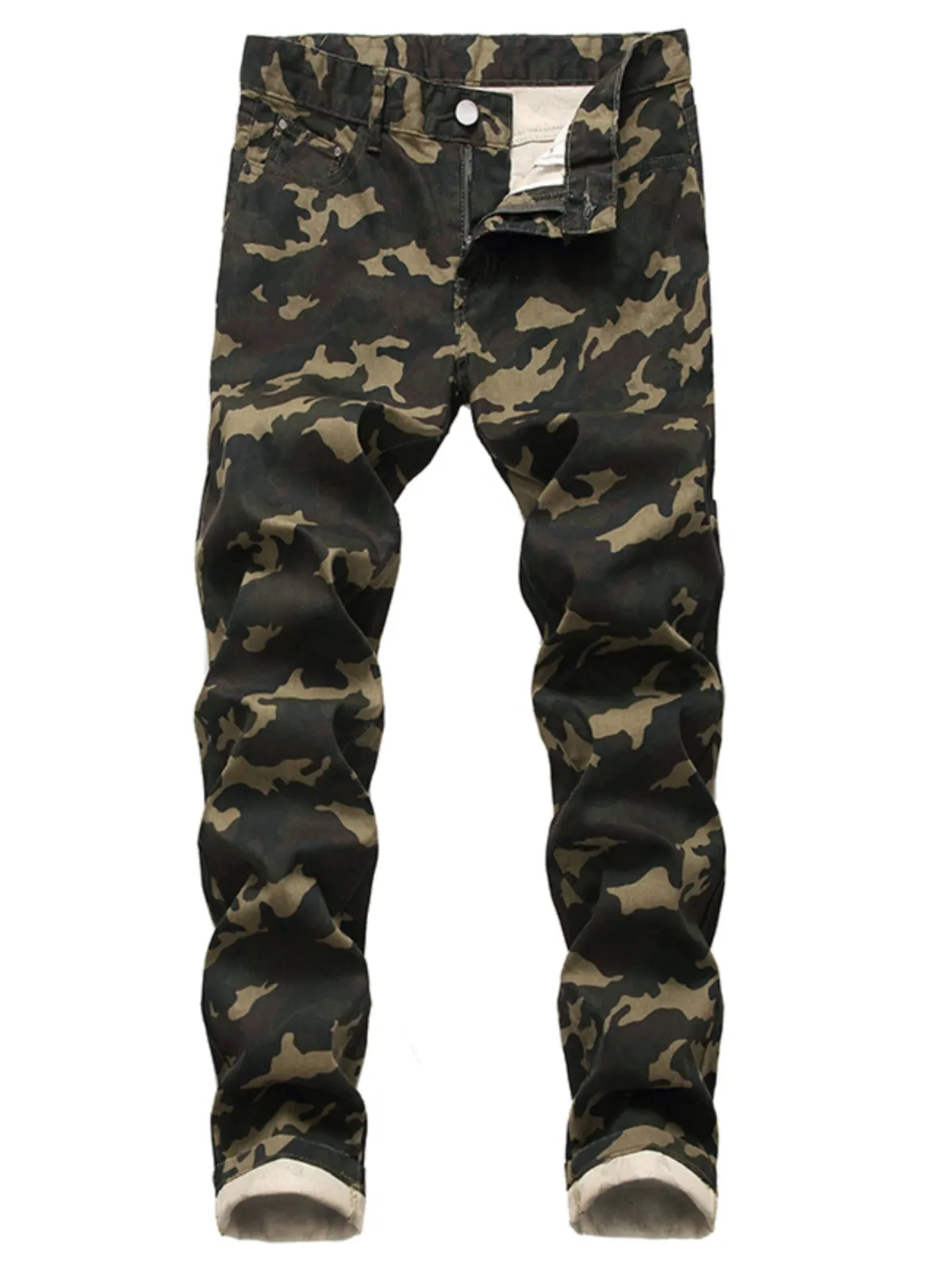 Slim-Fit Stretch Urban Casual Camouflage Chinos