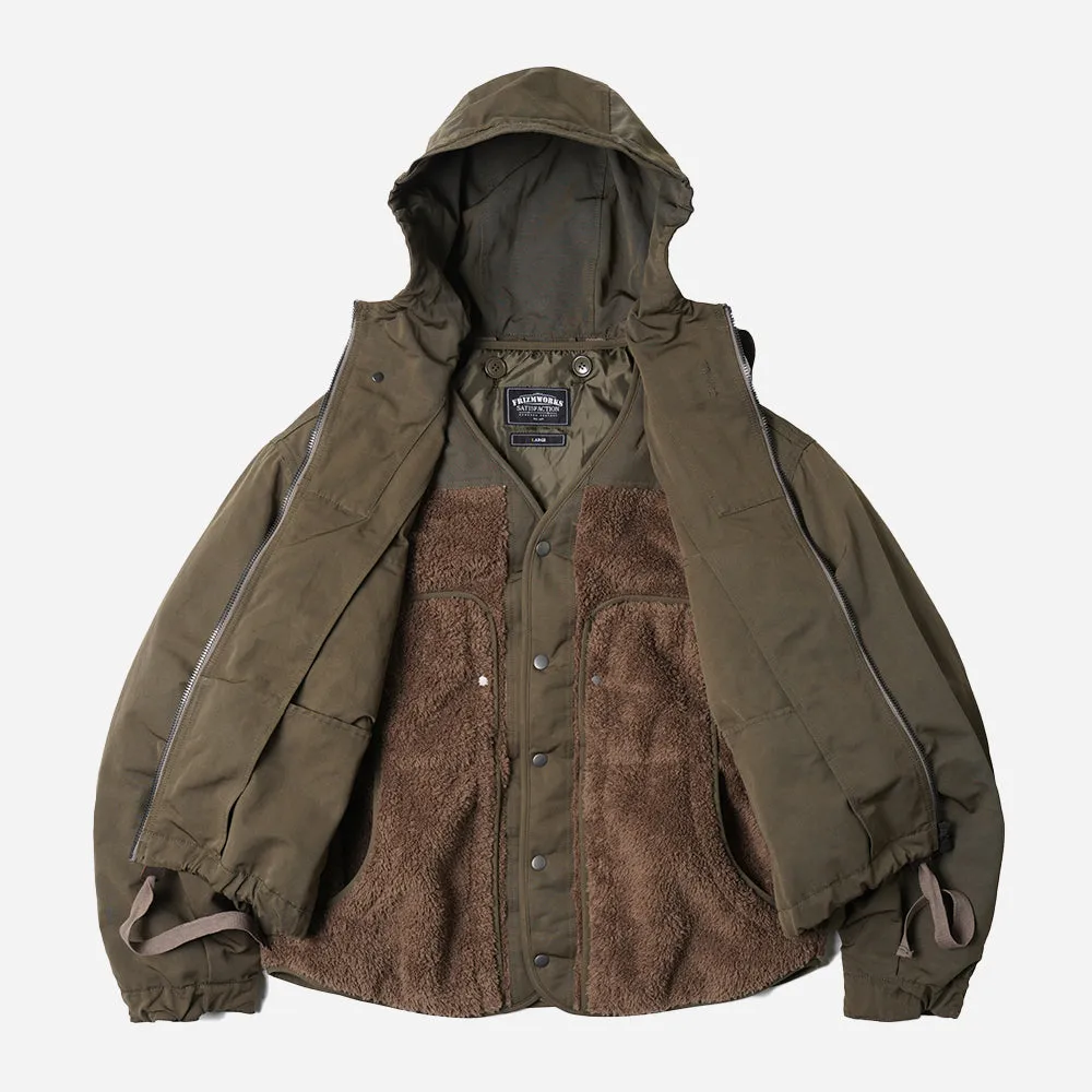 SMOCK HOODED 2 IN 1 PARKA JACKET - OLIVE