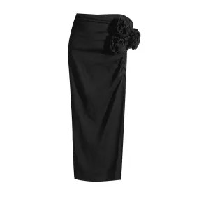 Spliced Appliques Split Bodycon Skirts For Women High Waist Slimming A Line Skirt Female Fashion Clothing Summer