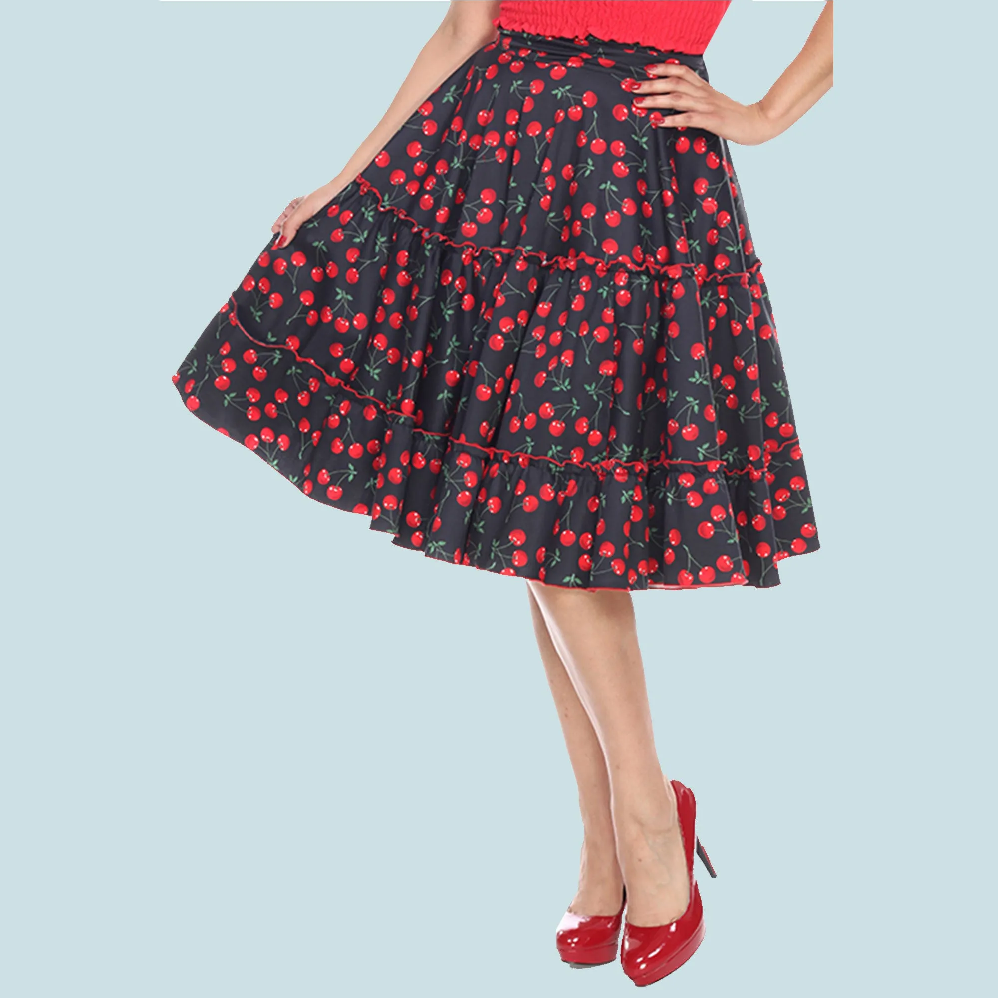 Sweet Cherry Cha Cha Skirt in Black