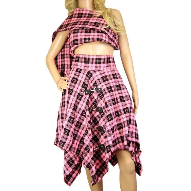 Tartan Pixie Skirt, Pink Checkered, Original by Highland Kilt Company