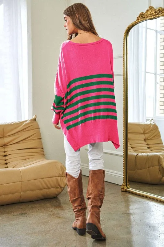 TEEK - Multi Striped Elbow Patch Sweater