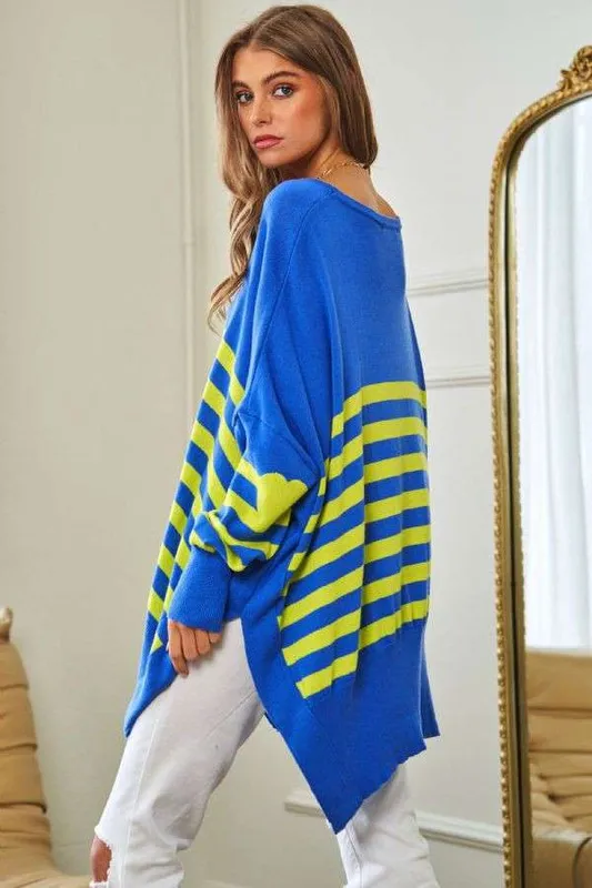 TEEK - Multi Striped Elbow Patch Sweater