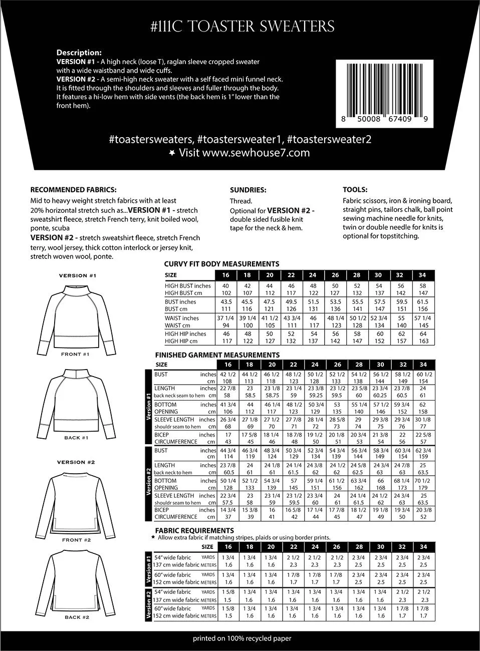 Toaster Sweaters Pattern by Sew House Seven