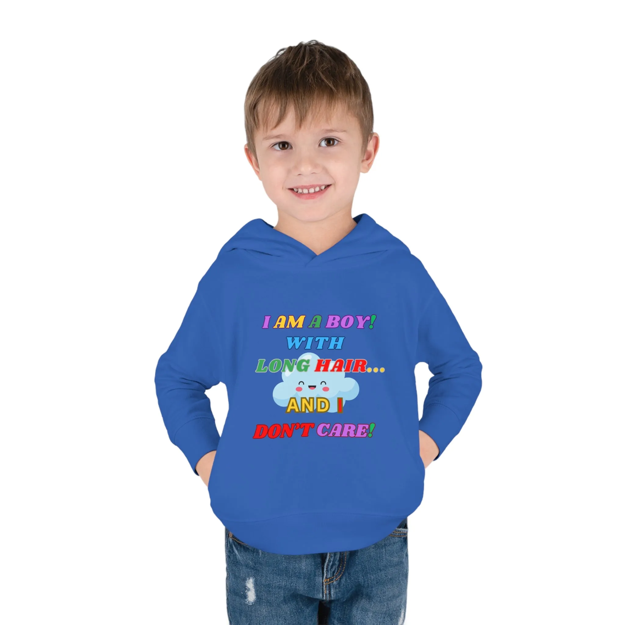 Toddler Hoodie - Boy with Long Hair Design