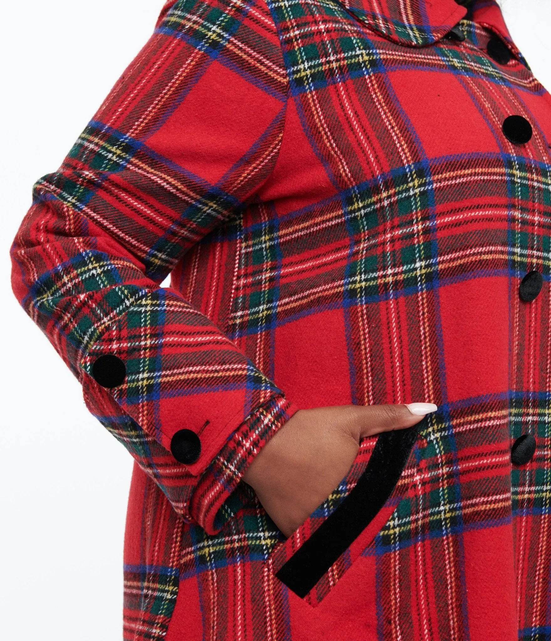 Unique Vintage Plus Size 1960s Red Plaid Peacoat