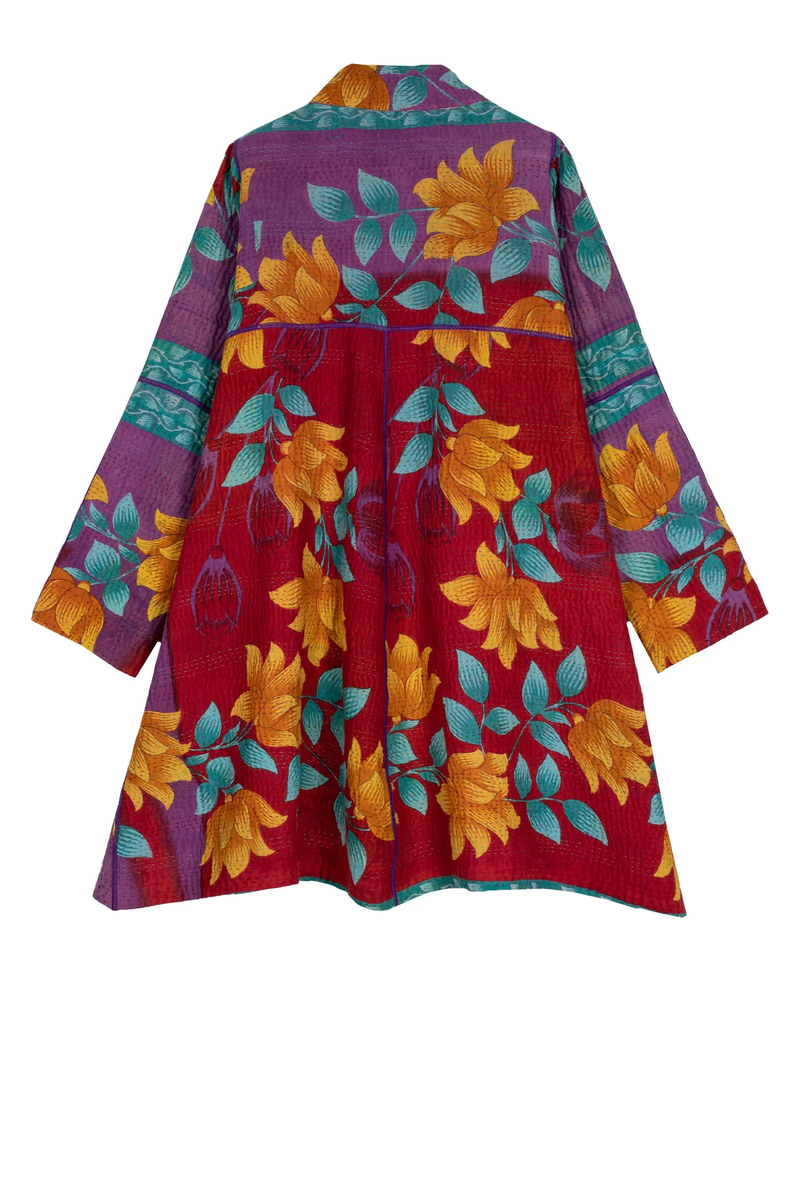 VINTAGE COTTON KANTHA A-LINE DUSTER - cv4311-0096a -