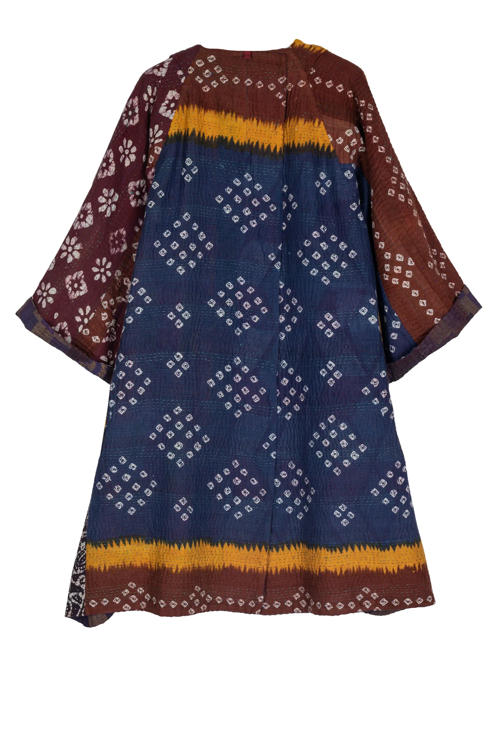 VINTAGE COTTON KANTHA KIMONO DUSTER - cv4317-0028a -