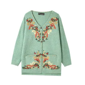 Vintage Embroidery Wool Blend Cardigan