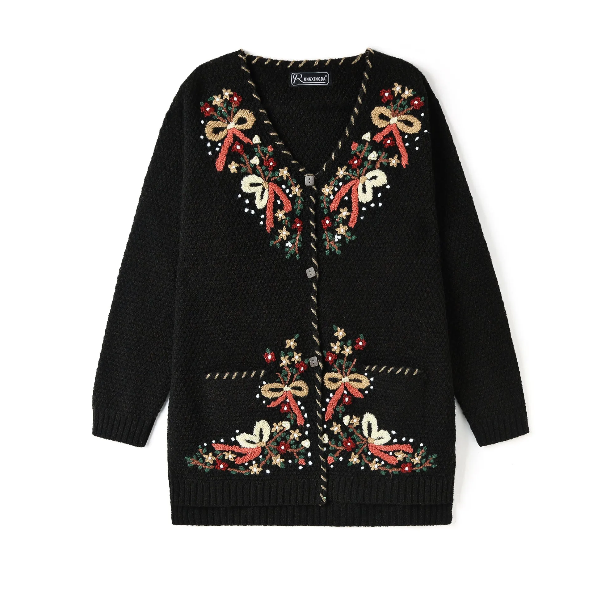 Vintage Embroidery Wool Blend Cardigan