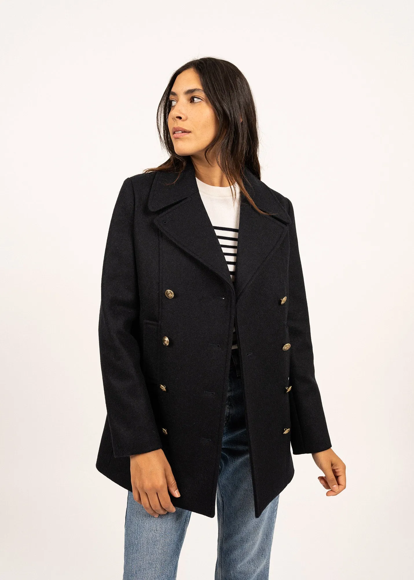 VOILURE II - Authentic Peacoat for Women | 100% Wool (NAVY)