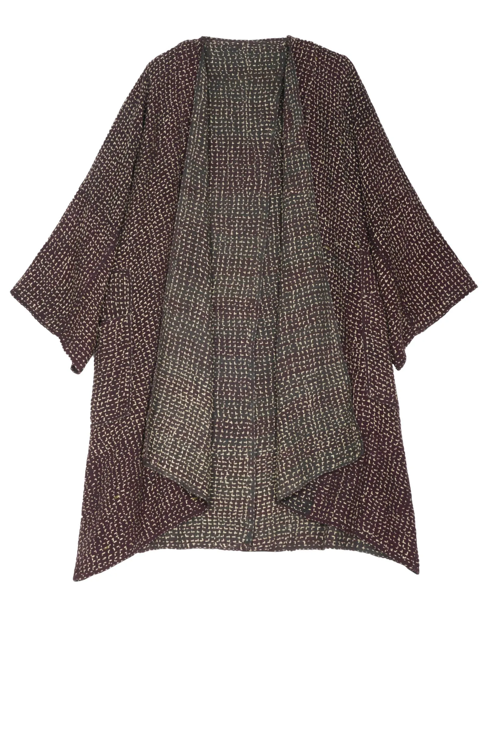 WAFFLE KANTHA KIMONO DUSTER - wf3317-ntl -