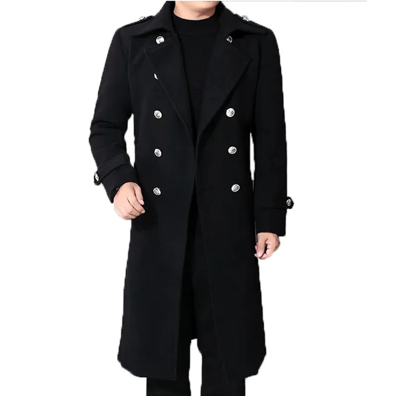 Wiaofellas Long dust coat Men Winter Warm Trench Woolen Cloth Coat Mens Double Breasted Slim Casual Jackets Solid Business Outwear