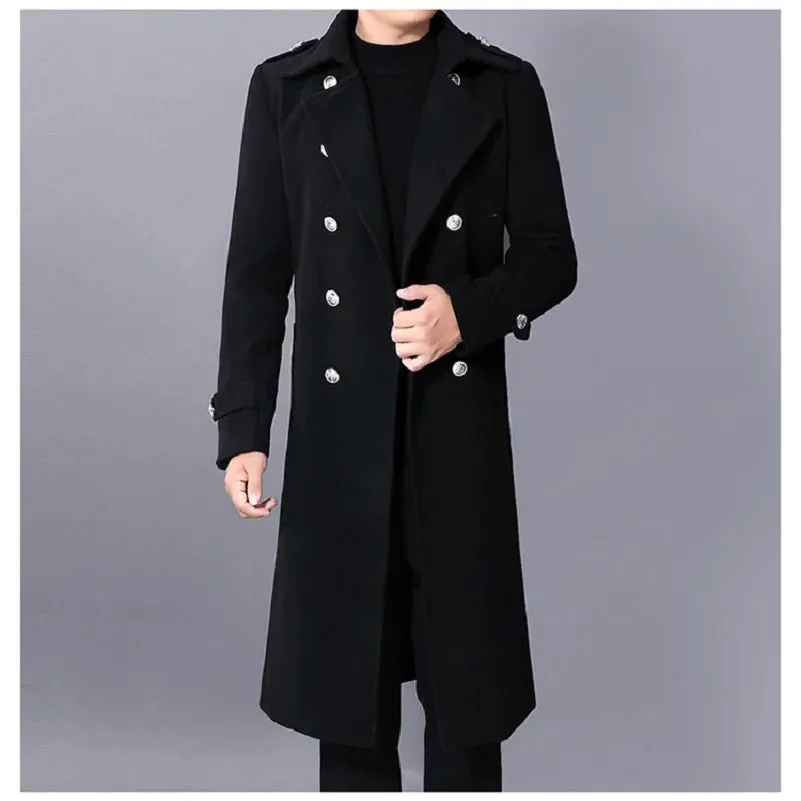 Wiaofellas Long dust coat Men Winter Warm Trench Woolen Cloth Coat Mens Double Breasted Slim Casual Jackets Solid Business Outwear